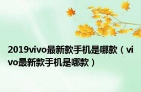 2019vivo最新款手机是哪款（vivo最新款手机是哪款）