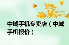 中域手机专卖店（中域手机报价）
