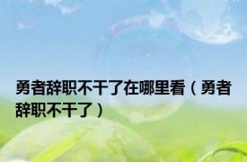 勇者辞职不干了在哪里看（勇者辞职不干了）