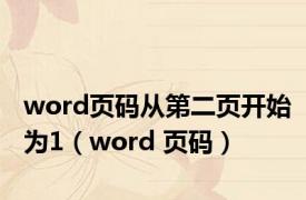 word页码从第二页开始为1（word 页码）