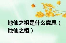 地仙之祖是什么意思（地仙之祖）