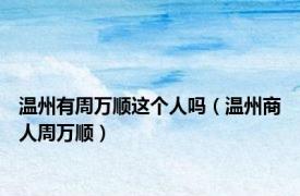 温州有周万顺这个人吗（温州商人周万顺）