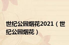 世纪公园烟花2021（世纪公园烟花）