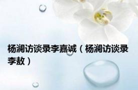 杨澜访谈录李嘉诚（杨澜访谈录 李敖）
