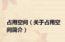 占用空间（关于占用空间简介）