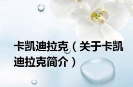 卡凯迪拉克（关于卡凯迪拉克简介）