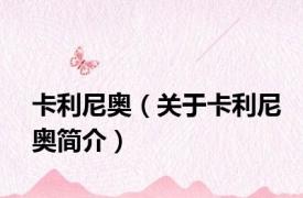 卡利尼奥（关于卡利尼奥简介）