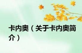 卡内奥（关于卡内奥简介）
