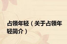 占领年轻（关于占领年轻简介）