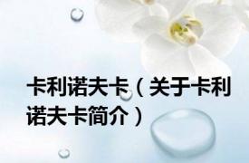 卡利诺夫卡（关于卡利诺夫卡简介）