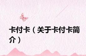 卡付卡（关于卡付卡简介）