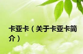 卡亚卡（关于卡亚卡简介）