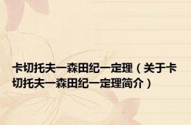 卡切托夫一森田纪一定理（关于卡切托夫一森田纪一定理简介）