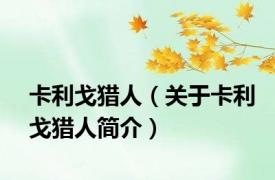 卡利戈猎人（关于卡利戈猎人简介）