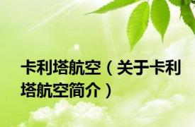 卡利塔航空（关于卡利塔航空简介）