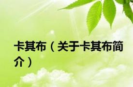 卡其布（关于卡其布简介）