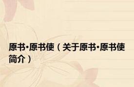 原书·原书使（关于原书·原书使简介）