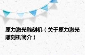 原力激光雕刻机（关于原力激光雕刻机简介）