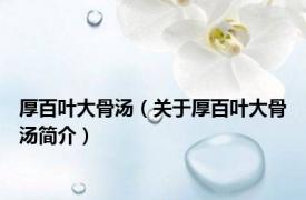 厚百叶大骨汤（关于厚百叶大骨汤简介）