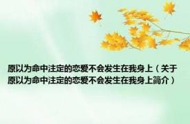 原以为命中注定的恋爱不会发生在我身上（关于原以为命中注定的恋爱不会发生在我身上简介）