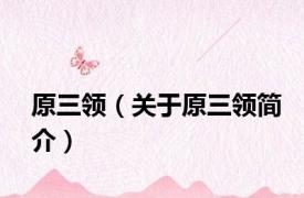原三领（关于原三领简介）