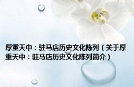 厚重天中：驻马店历史文化陈列（关于厚重天中：驻马店历史文化陈列简介）