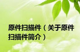 原件扫描件（关于原件扫描件简介）
