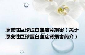 原发性巨球蛋白血症肾损害（关于原发性巨球蛋白血症肾损害简介）