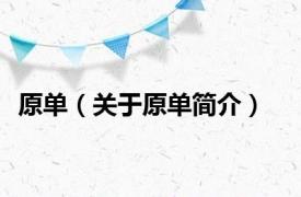 原单（关于原单简介）
