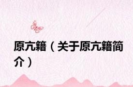 原亢籍（关于原亢籍简介）