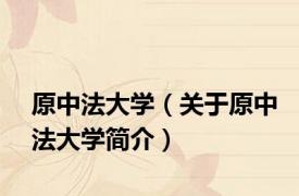 原中法大学（关于原中法大学简介）