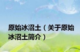原始冰沼土（关于原始冰沼土简介）