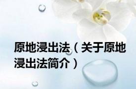 原地浸出法（关于原地浸出法简介）