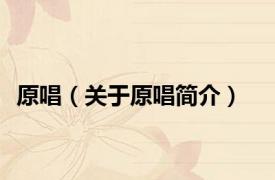 原唱（关于原唱简介）