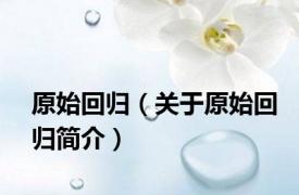原始回归（关于原始回归简介）