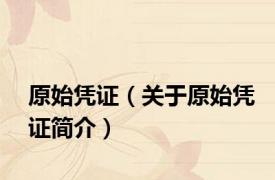 原始凭证（关于原始凭证简介）