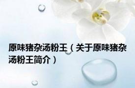 原味猪杂汤粉王（关于原味猪杂汤粉王简介）