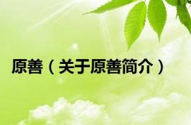 原善（关于原善简介）