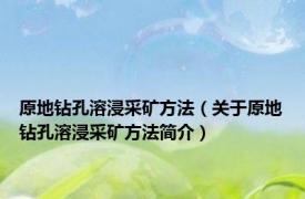 原地钻孔溶浸采矿方法（关于原地钻孔溶浸采矿方法简介）