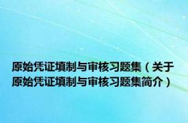 原始凭证填制与审核习题集（关于原始凭证填制与审核习题集简介）