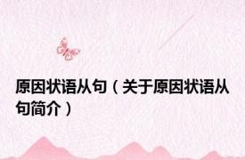 原因状语从句（关于原因状语从句简介）