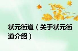 状元街道（关于状元街道介绍）