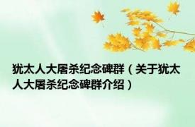 犹太人大屠杀纪念碑群（关于犹太人大屠杀纪念碑群介绍）