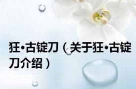 狂·古锭刀（关于狂·古锭刀介绍）