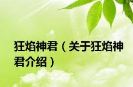 狂焰神君（关于狂焰神君介绍）