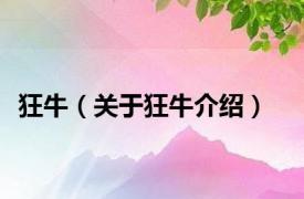 狂牛（关于狂牛介绍）