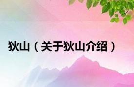 狄山（关于狄山介绍）