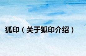 狐印（关于狐印介绍）