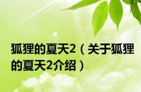 狐狸的夏天2（关于狐狸的夏天2介绍）