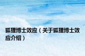 狐狸博士效应（关于狐狸博士效应介绍）